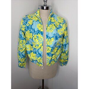 Vintage 1960’s 1970’s The Lilly Pulitzer Zip Up Jacket Sz S Blue Yellow Floral